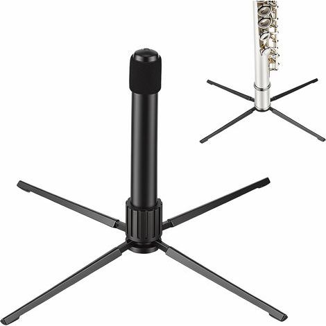 Support de Flûte Traversière Pliable Pied de Trompette, Support 4 Pattes pour Flûte Traversière et Clarinette, pour Hautbois, Stand d'Instrument de Musique pour Musiciens et Étudiants (1/5)