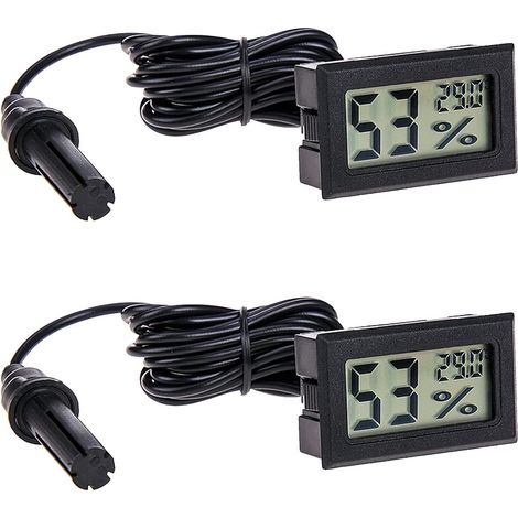Lot de 2 Thermomètre Hygromètre Sonde Externe Reptile Aquarium Bureau
