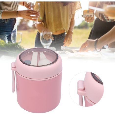 Mini-Isolier-Lunchbox in Rosa, 530 ml, Speisebehälter mit Löffel, Vakuum-Suppenbecher aus Edelstahl, tragbare Lunchbox (1/5)