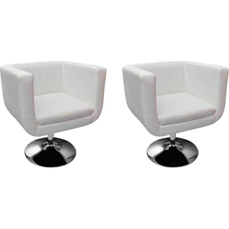 Conjunto de 2 sillones de salón de diseño moderno en estructura de acero cromado de PVC blanco DEC026820