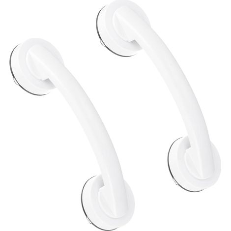 2 Barres d'appui antidérapantes pour baignoire et douche - Poignées miroir 19cm - Ventouses puissantes - Sécurité seniors et fauteuils de douche - Blanc - 2 pièces (1/5)
