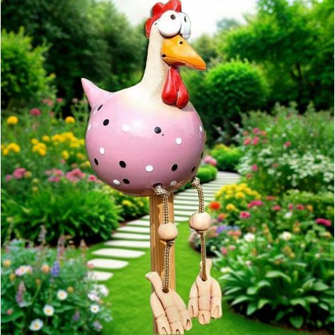 1 Statue de poulet en résine, décoration drôle, sculpture animalière, pour jardin, cour, patio (1/5)