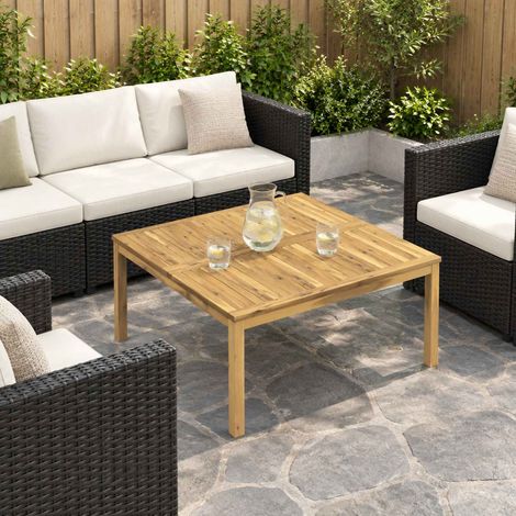 vidaXL Coffee Table Whitewash 98 x 100.5 x 45 cm Solid Acacia Wood (1/5)