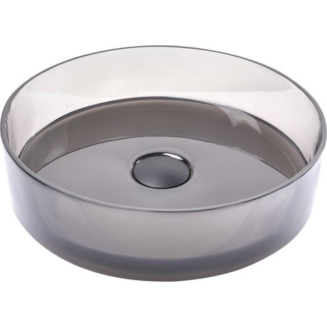 Lavabo sobre encimera de baño redondo solid surface transparente 36 cm negro Tolosa