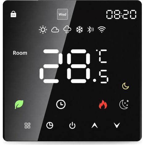 Thermostat de chauffage K6 noir, sans Wi-Fi, commande 3 A, compatible avec systèmes hydrauliques et chaudières (1/5)