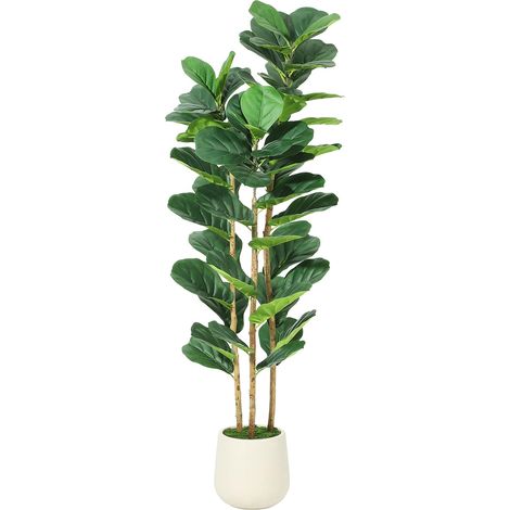 Figuier artificiel 150 cm – Faux arbre à feuilles de violon avec pot – Plante artificielle int/ext – Déco salon, bureau, balcon (1/5)