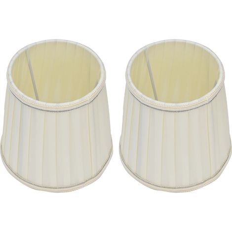 Abat-jour en tissu Beige Liseré Argenté Style Européen Simple pour Lampe Bougie à Vis E14 (1/5)