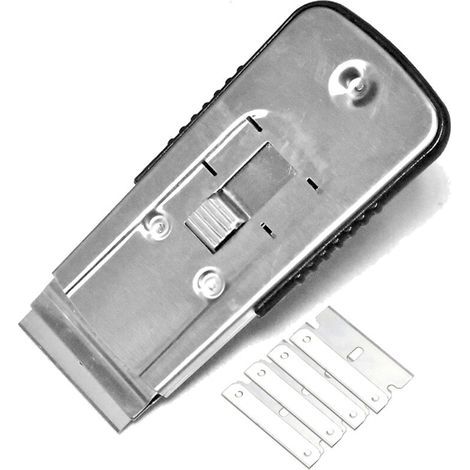 pair Lame de grattoir de nettoyage de verre en acier inoxydable, équipée de cinq lames, anticorrosion et résistante à l'usure, rétractable