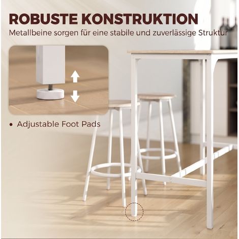 Table bar 110x50x89,5 cm en bois d’ingénierie blanc et chêne, 4 places gain de place – MEUBLIV (1/5)
