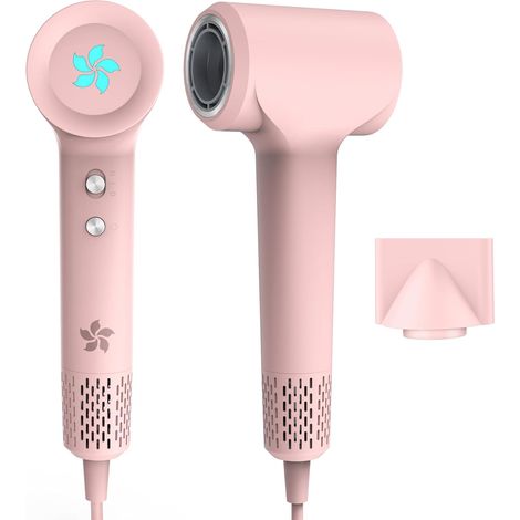 Seche Cheveux, Sèche Cheveux à 400 Millions Plasma Moteur sans Balais de 110 000 tr/min pour un Séchage Rapide, 57 dB à Faible Bruit pour Famille Voyage, Rose Clair (1/5)
