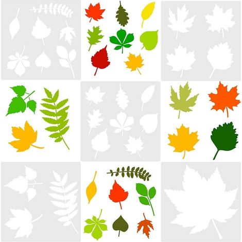 Stencil feuilles d'érable automne, pochoir feuilles mortes pour décoration Thanksgiving, kit de 5 gabarits DIY pour artisanat maison, bois, tissu, toile, mur, décorations de fête (1/5)