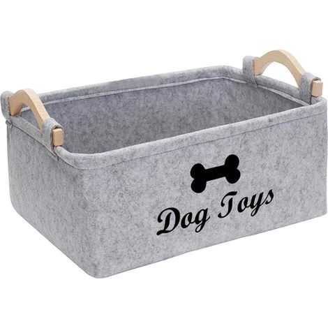Boîte de rangement pour jouets pour chiot, boîte à jouets pour chien, grande boîte à jouets pour chien, panier pour organiser les jouets pour animaux de compagnie, couvertures, laisses, 38 cm (1/5)