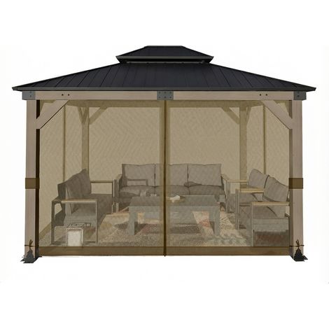 Aoodor Universal Gazebo Mosquito Netting - 3.65x4.87m - brown