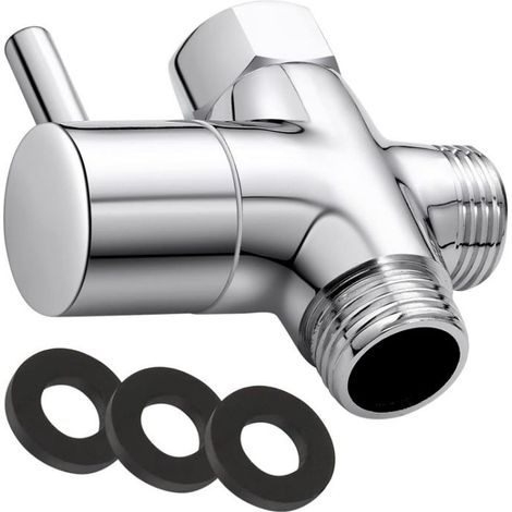 G1/2" 3 Voies Soupape, Valve 3 voies en laiton massif Douchette Composants de Douche Raccord universels Finition Chromée (1/5)
