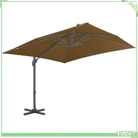Parasol suspendu - FAFEICY - 44638 - Taupe - 300x300 cm - Mât déporté aluminium (1/5)