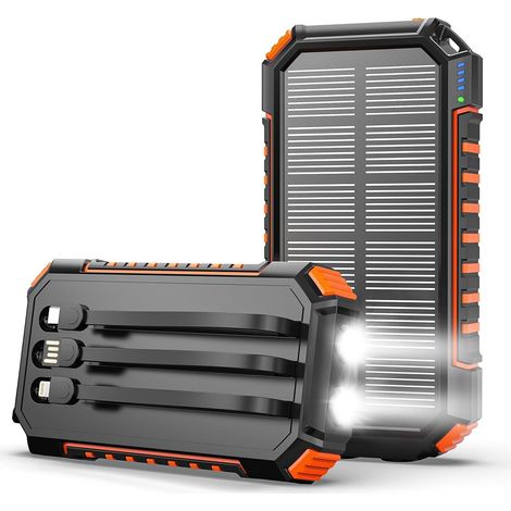 Batterie Externe Solaire 20000mAh - Chargeur Rapide 15W Chargeur Portable (1/5)