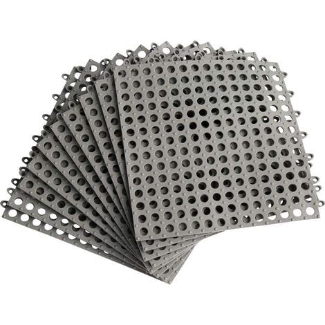 Lot de 10 dalles de sol en PVC emboîtables avec trous de massage - Dalles antidérapantes à poser soi-même - Idéales pour piscine, douche, espace animalier, terrasse de chalet (intérieur/extérieur) (1/5)