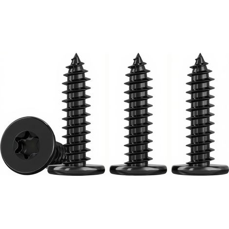 Vis Torx Noir M4 Mince Autotaraudeuses à Tête Plate 50 Pièces Vis A Bois En Inox 304, EntièRement Fileté, M4x20mm (1/5)