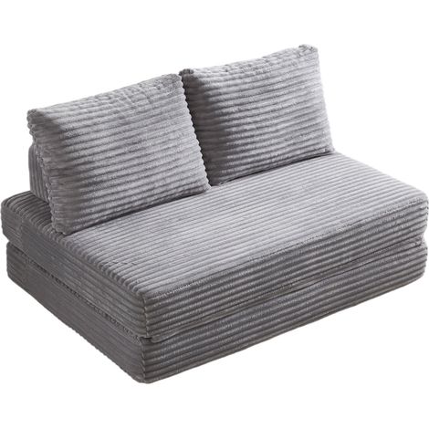 Canapé-lit multifonction sans armature en tissu satin gris clair (1/5)