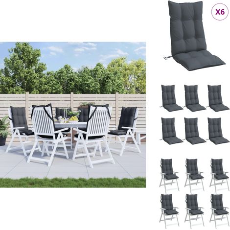 Coussins de chaise à dossier haut lot de 6 anthracite - Coussins De Chaise - Coussins Exterieurs - Coussins Décoratifs - Cushions Design - Mobilier De Jardin (1/5)