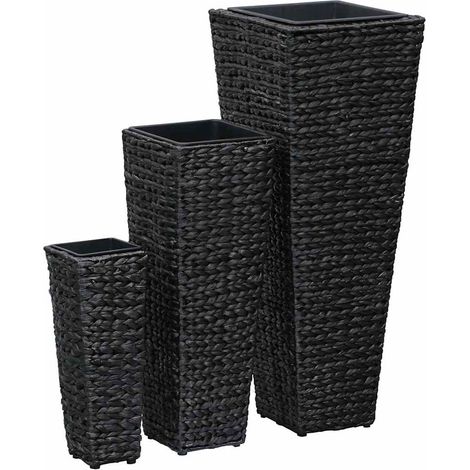 45570 vidaXL Raised Beds 3 pcs Water Hyacinth Black (1/5)