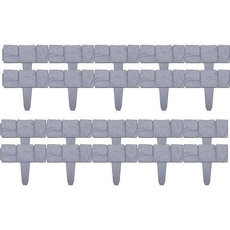 Bordure de clture de jardin en plastique effet pierre parterre de fleurs herbe pelouse plante panneaux de bordure décoratifs 20 pièces. (1/5)