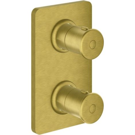 Façade externe douche Faro laiton thermostatique 2 sorties Or Brossé - CRISTINA ONDYNA FA75296P