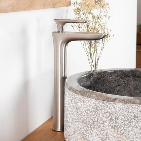 Grifo para lavabo de baño Ems níquel cepillado