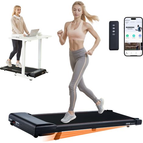 Tapis de Marche sous Bureau, Tapis de Course avec Inclinaison, 2,5 HP, Vitesse 1-6 km/h, Capacité de Charge 120 kg, avec Télécommande, Écran LED et Bluetooth, pour Fitness Maison, Bureau, Gym (1/5)