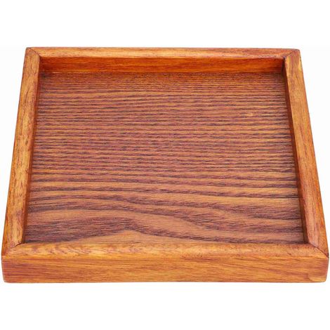 Kleines rechteckiges Serviertablett aus Massivholz für Tee, Kaffee, Snacks, Tisch, 18 x 18 x 2 cm (1/5)