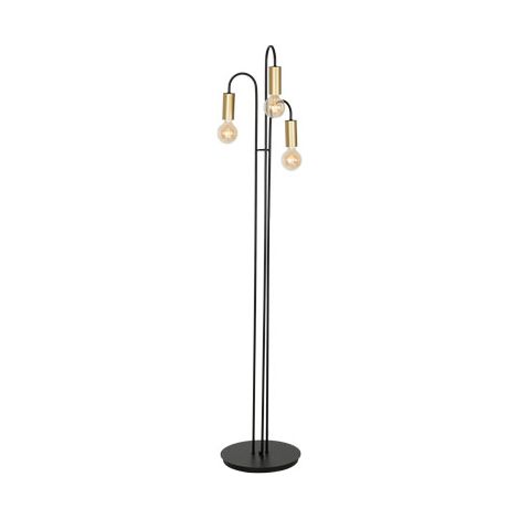 Lampadaire industriel noir/or 3xE27 15W Loppe Luminex