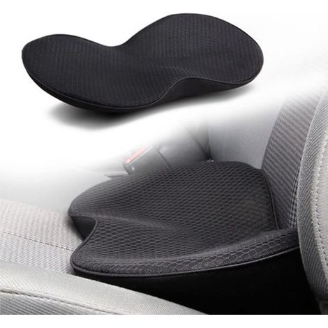 Coussin d'assise ergonomique en mousse à mémoire de forme, pour bureau, voiture et fauteuil roulant, soutien du coccyx et confort lombaire, noir, 1 pièce (1/5)