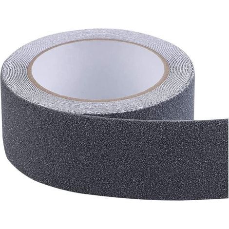 Nastro antiscivolo adesivo, forte adesivo, autoadesivo, per uso interno ed esterno, per la sicurezza sul lavoro e a casa. Nastro di sicurezza, 5 cm x 5 m, nero. (1/5)