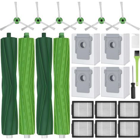 Accessoires pour iRobot Roomba i1+ i3+ i4+ i5+ i6+ i7+ i8+ j5+ j6+ j7 j8+ j9+ E5 E6 E7 Pièces Rechange 4 Sacs à Poussière 6 Filtres 6 Brosse Latérale 4 Brosse Principale (1/5)