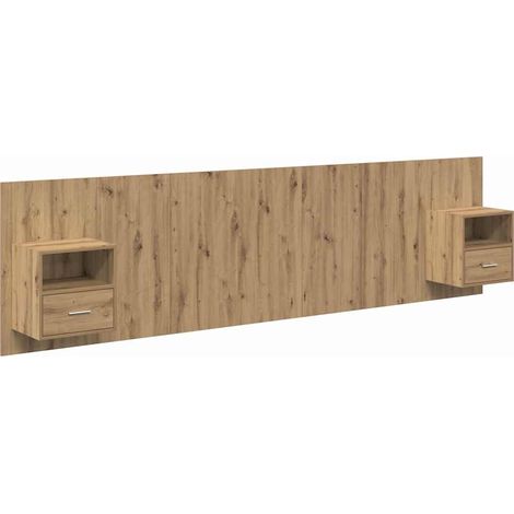 Testata con Comodino 3 pcs Rovere artigianale Legno multistrato vidaXL