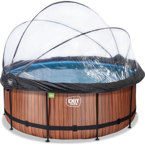 EXIT Wood Pool ø360x122cm mit Sandfilterpumpe und Abdeckung - braun (1/5)