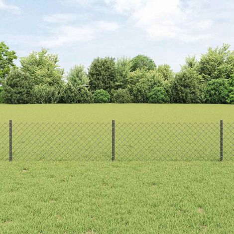 Chainlink Fence with Post 10 x 0.4 m PVC-Coated Steel Grey Mesh vidaXL (1/4)