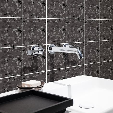 Sticker Mural Carrelage adhésif Cuisine Salle de Bain - 9 STICKERS CARRELAGES TERRAZZO SERENA - 9stickers10x10cm (1/4)