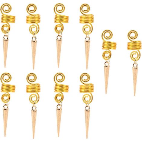 10 Stück Dreadlocks-Perlen, modische goldene Bartperlen für DIY-Armbänder, Halsketten, Schmuck und Haarschmuck (YMMR) (1/5)