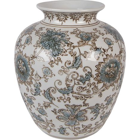 Vase céramique blanc bleu 22x22x25cm