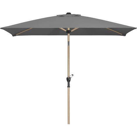 Parasol Cordoba, structure en acier revêtu par pulvérisation avec aspect bois, toile 100% polyester, 4,12 kg, anthracite, 230 x 150 cm, Anthracite (1/5)