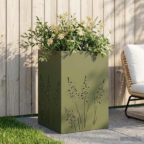 vidaXL Cache-pot de jardin Vert olive 50 x 50 x 75 cm (1/5)