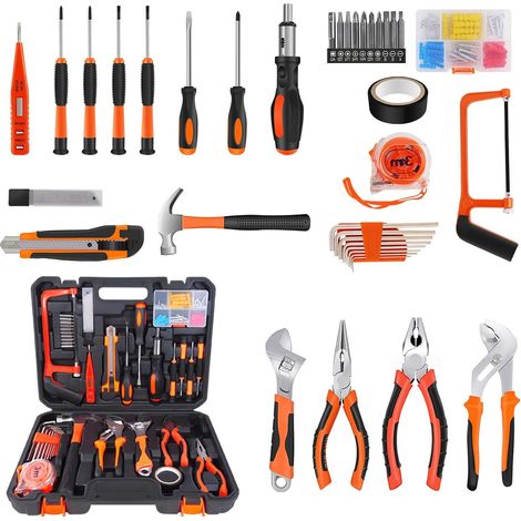 Boîte à outils universelle, ensemble de 102 pièces, entièrement équipée, adaptée aux amateurs de bricolage à domicile et dans le garage, aux agents de maintenance, le meilleur outil de choix (1/5)
