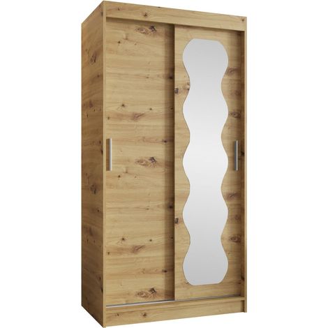 Armoire Hartford 578, Chêne Artisan, 200x100x62cm, Portes d'armoire: Coulissantes, Nombre d'étagères: 5
