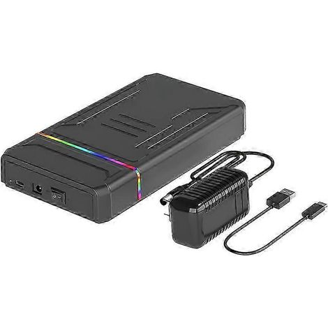 Festplattengehäuse SATA auf Typ C mit LED-Beleuchtung, externes Festplattengehäuse für 2,5- und 3,5-Zoll-Festplatten bis zu 6 Gbit/s, US-Stecker – JXLGV (1/5)