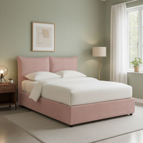 Letto Singolo Newquay, Sfoderabile, Contenitore Made in Italy, Rosa (1/5)
