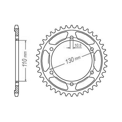 Couronne Acier MZ-Yamaha - 530 - 45 Dents - Similaire JTR479 - Made in Germany