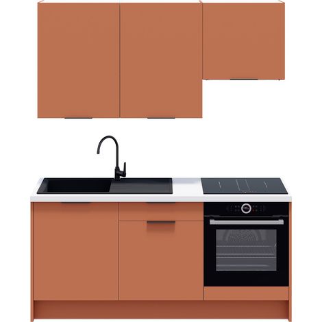 Ensemble de 6 meubles de cuisine - L. 185 cm - terracotta - Luzia (1/5)