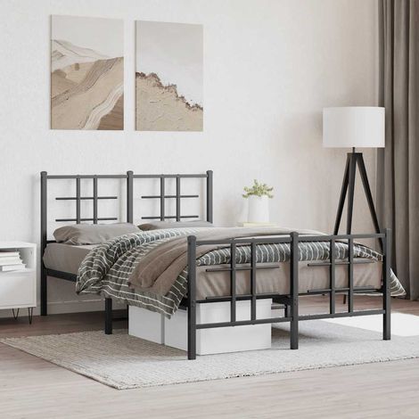 vidaXL Estructura cama sin colchón con estribo metal negro 120x190 cm (1/5)