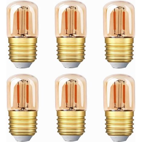 Mini lampadina LED tubolare, lampadina a filamento LED Edison T28 da 1 W, attacco a vite E27, lampadina bianca super calda 2200 K per uso decorativo, 80 lm non dimmerabile (vetro ambrato), 220 V, conf (1/4)